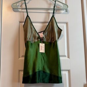 Gold Hawk Green Colorblock Silk Cami Small